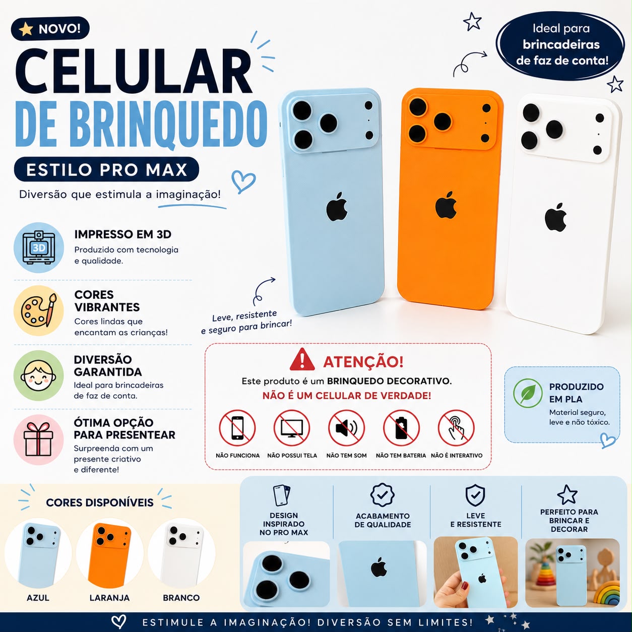 Celular de Brinquedo Estilo 17 Pro Max - Para Crianças