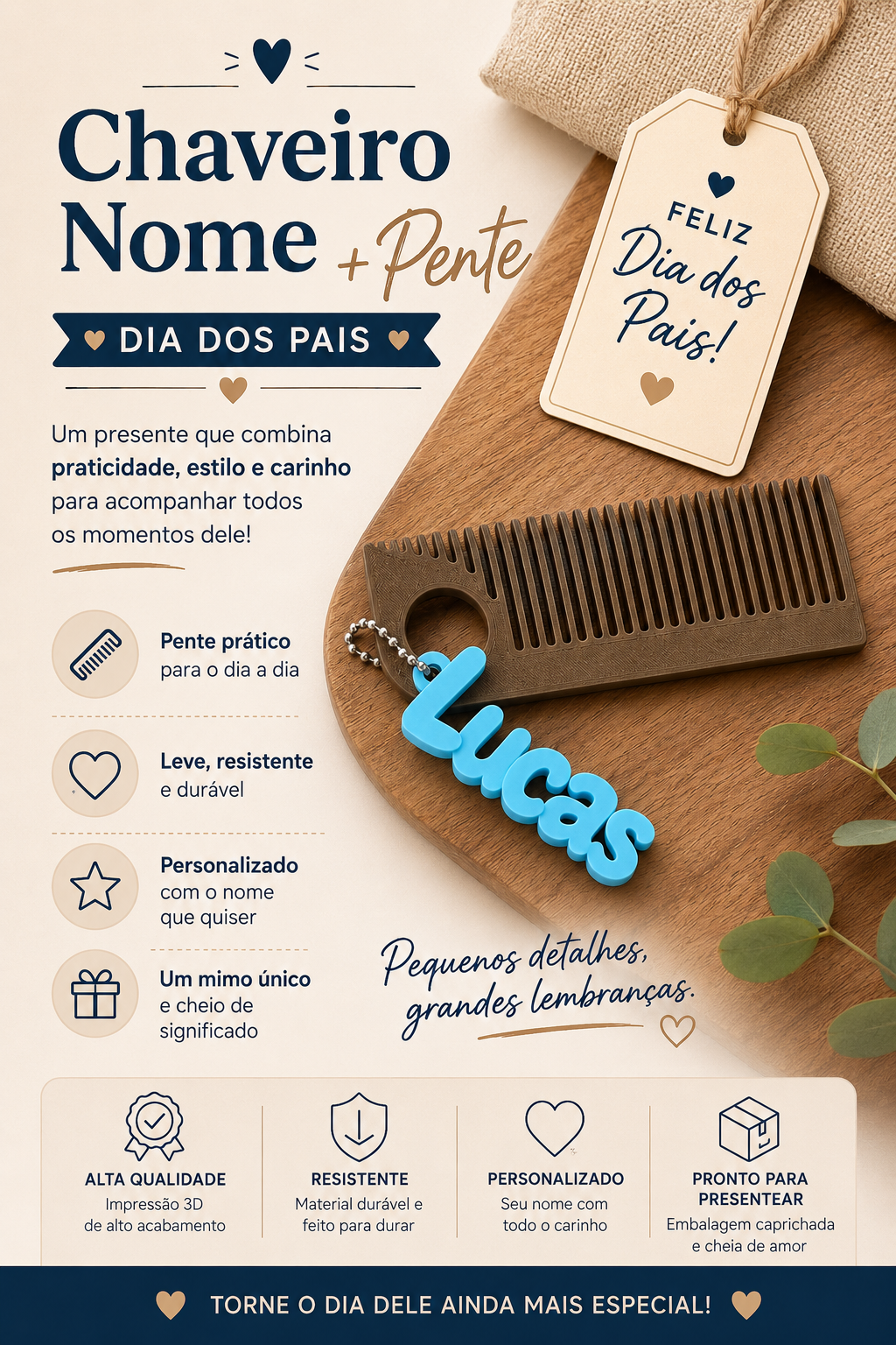 Kit Personalizado Dia dos Pais (Cahveiro+pente)